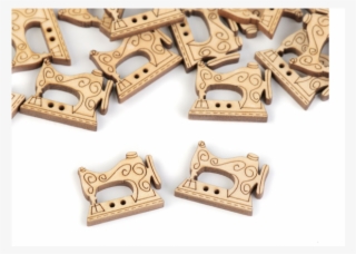 Wooden Button - Sewing Machine - Carving