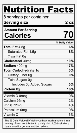 Karl Ehmer's Baby Chicken - Nutrition Label For Godiva