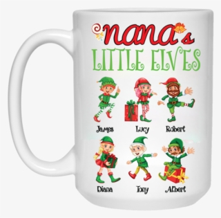 Grandma Nana Little Elves Personalized Ceramic Coffee - Christmas Printed Mugs Png