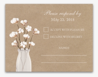 Rustic Cotton Theme Kraft Paper Wedding Rsvp Card - Bouquet