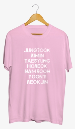 Bts White Korean Typography Pink T-shirt - J Cole Kod T Shirts