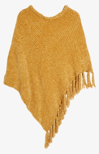 Yellow Poncho With Fringes Yellow - Wool