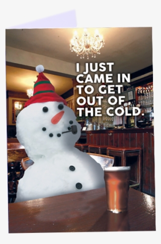Winter Holiday Card Snowman In Pub Drinking Beer 'i - Snowman