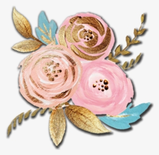 Gold Flowers Plant Floral Scrapbooking Decoration Pink - Gold Flower Watercolor Png