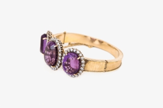Three Amethyst & Diamond Bangle - Amethyst