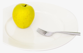 Apple And Fork On Plate Png Image - Granny Smith