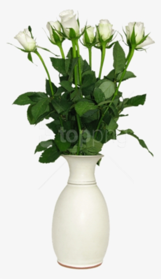 Free Png Download Transparent White Rose In Vase Picture - White Vase Flower Png