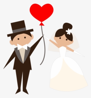 Animated Brides Grooms Wedding Party Stickers - Bride And Groom Cartoon Png