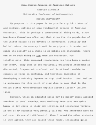 Some Shared Aspects Of American Culture - Research Paper