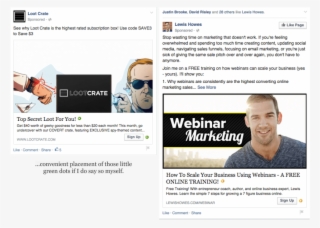 Here Are Two Examples From My Newsfeed While Writing - Business Coach Facebook Ads