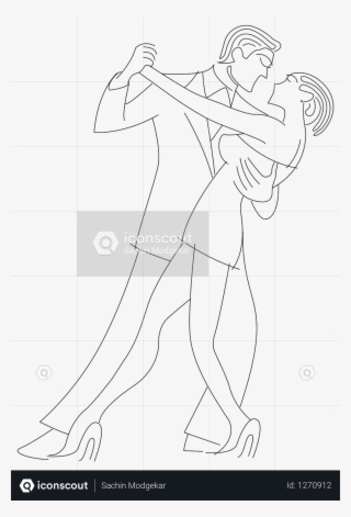 Dancing Couple Illustration Full Screen - Line Art