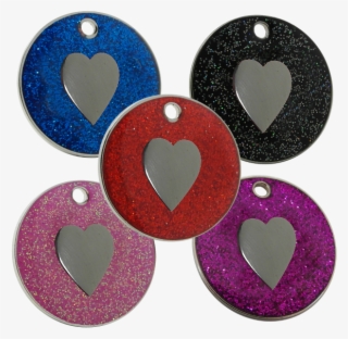 Glitter Pet Id Dog Tags With Heart Motif - Heart