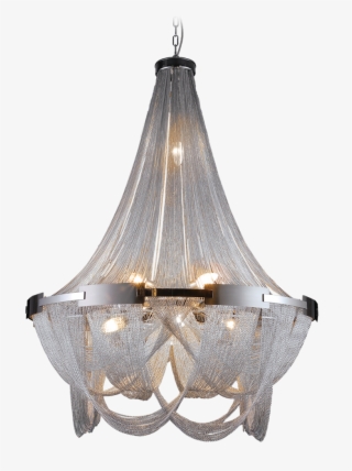 Fiona- Glamour Ceiling Lamp, Silver Metal Chain Chandelier - Cosmo Light Roma