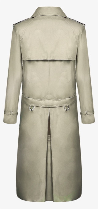 Mens Stone Beige Traditional Double Breasted Long Trench - Overcoat