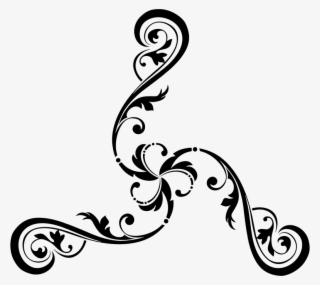 Flourish Ornament Silhouette Embellishment - Black And White