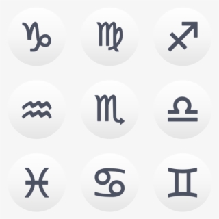 Astrology Icon In Style Flat Circle Blue Gray On White - Signs Of The Zodiac