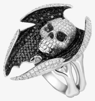 03ct Round White & Black Diamond Skull Ring Set In - Pre-engagement Ring