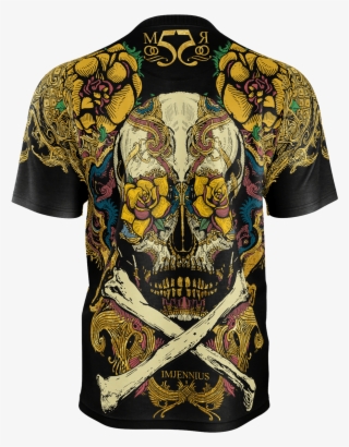 Black Mexican Skull Gold Yellow Tshirt Man Shirt Unisex - Floral Design