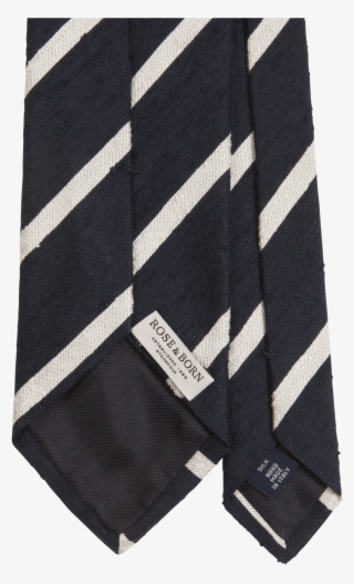Navy White Stripe Shantung Tie - Scarf