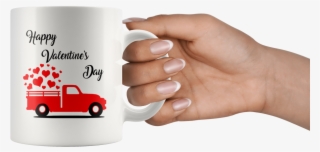 Vintage Antique Red Truck Happy Valentines Day Mug-recovered - Mug