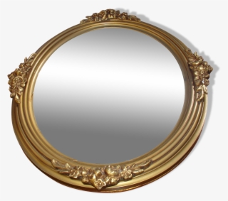 Gold Oval Mirror 30 X 44 Cm To Scenery Bloomed Around - Circle