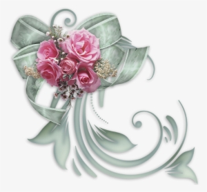 Silver Bow With Roses Clip Art - Flower Girl Oval Ornament