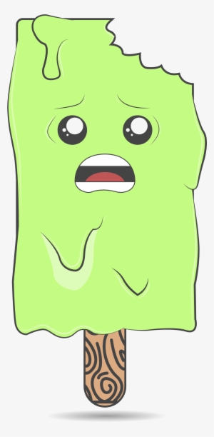 Popsicle Clipart Green - Cute Melting Cartoon Popsicles