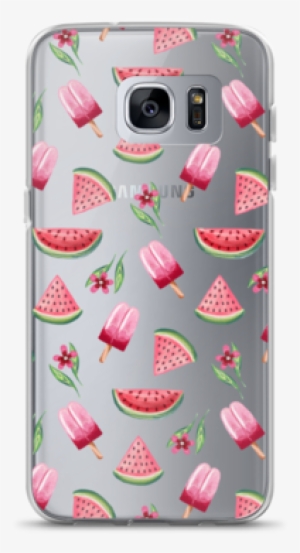 Watercolor Watermelon & Popsicles Clear Samsung Case - Etui Ã Rabat Sony Xperia Z4 Pastque