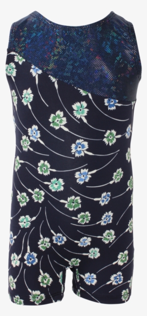 Navy Carnations Tank Unitard - Pattern