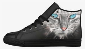 Silver Abstract Cat Face With Blue Eyes Aquila High - Platform Shoe