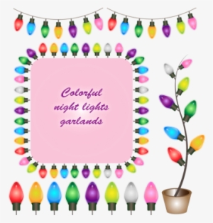 Colorido Guirnaldas Y Plantas De Luz De La Nochecolorido - Vector Graphics