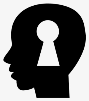 Keyhole Shape Inside A Human Bald Head Side View Silhouette - Heart In Brain Logo