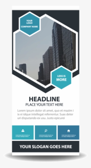 Blue Hexagon Business Roll Up Banner Flat Design Template - Vector Graphics