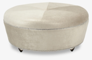 36 Round Ottoman Clear Legs Nail Head Trims Button - Aico Bel Air Park Round Ottoman By Michael Amini