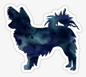 Papillon Dog Or Long Haired Chihuahua Black Watercolor - T-shirt