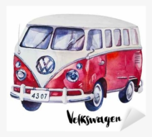 Hand Painted Watercolor Vintage Red Car - Watercolor Beach Car