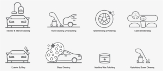 Simple Outline Icons Used To Describe Services Provided - Line Art