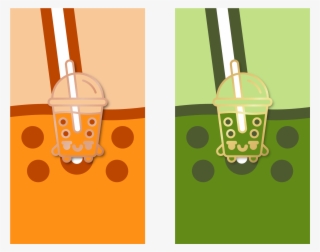 Image Of Thai And Matcha Boba Tea Pins - Illustration