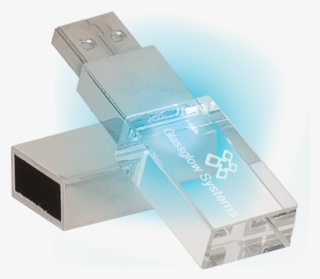 Gb Glass Usb Flash Drive With White Led & Black Box - Usb Cristal