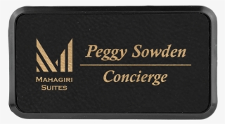 Black & Gold Leatherette Round Corner Name Badge With - Wallet