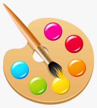 Pigment Color Ink Brush Clip Art - Color Palette With Brush Png