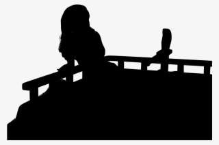 Girl Sitting On Roof - Silhouette