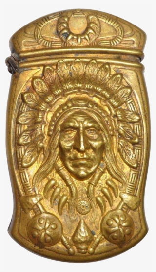 Rare Antique Gorham Brass Indian Head Match Safe Prototype - Antique