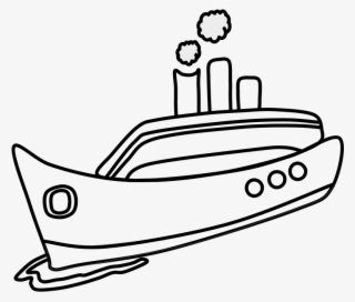 Ship, Smokestack, Png Ship, Smokestack, Black And White - Line Art