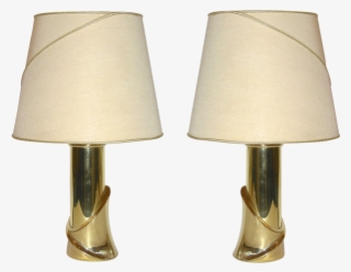 Banci 1960s Italian Pair Of Bronze Lamps With Vintage - Lampshade
