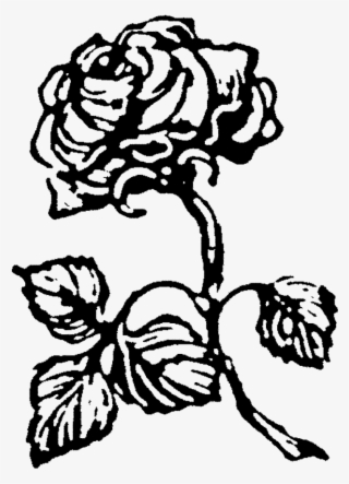 Zoom Stemmed Rose Rubber Stamp - Illustration
