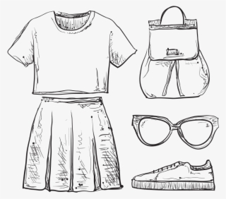 Sketch Clothing Backpack Royalty-free Pattern Dress - Clothes Doodles