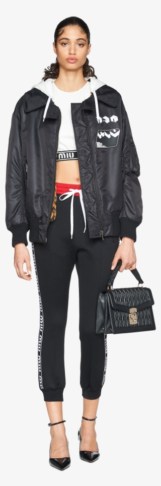 Trousers With Racing Stripes - Leather Jacket