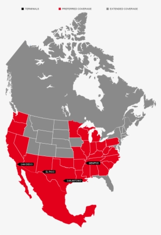 Russell Coverage Area - Canada On North America Map
