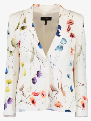 Escada Watercolor Floral Print 2 Button Blazer W/ Sequins - Cardigan